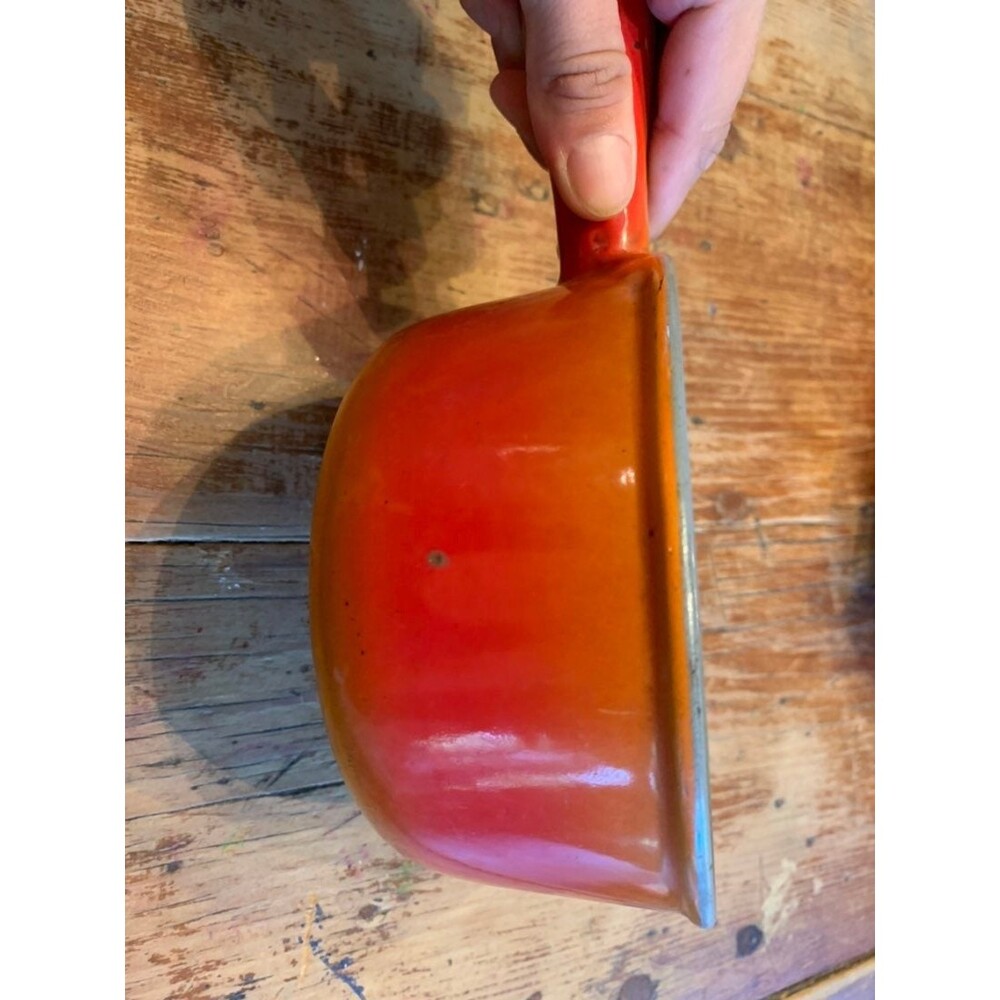 VTG DESCOWARE Flame Orange Cast Iron Enamel Saucepan  7-A 14  Belgium